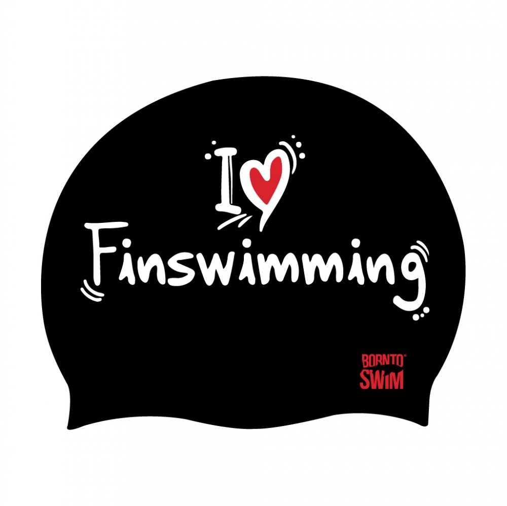 Born To Swim čepice I ❤ Finswimming černá